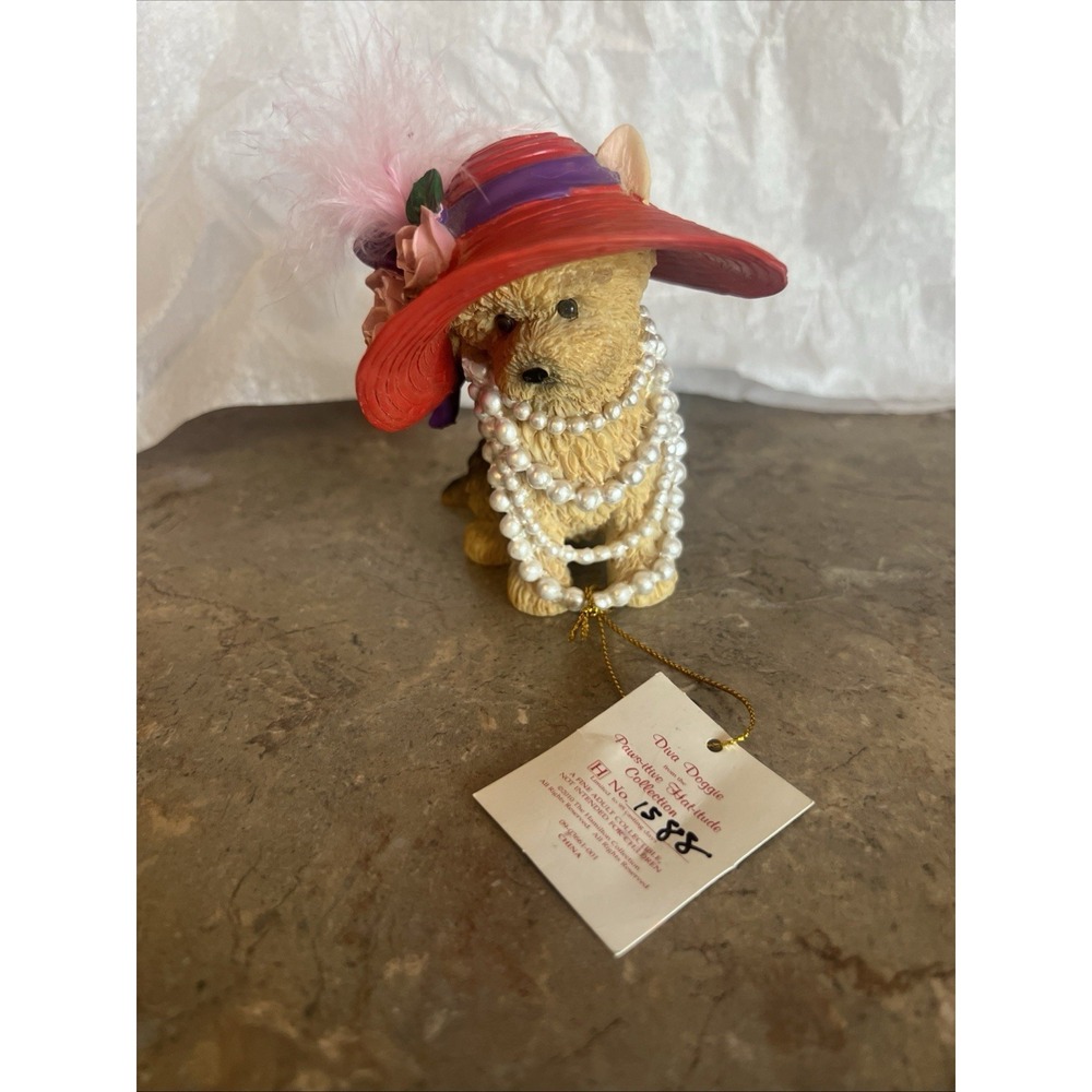 The Hamilton Collection Diva Doggie Red Hat Yorkie Figurine